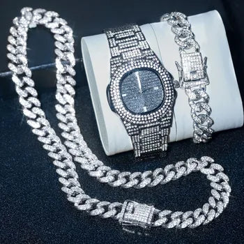 Luxury Quartz Watch Necklace Bracelet Set