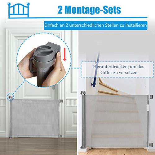 Extendable Baby Gate, Door Safety Gate Roll One-Hand Operation Door Gate