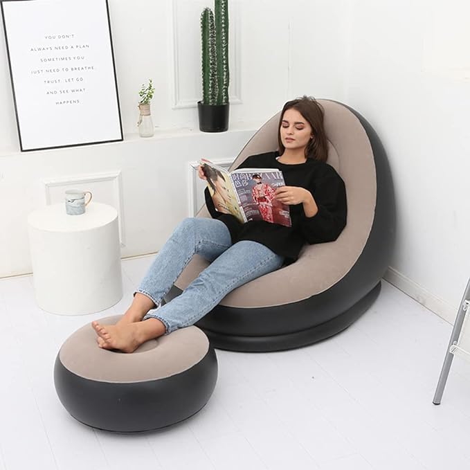 2-IN-1  Air Sofa Couch with Footrest & Free Air pump