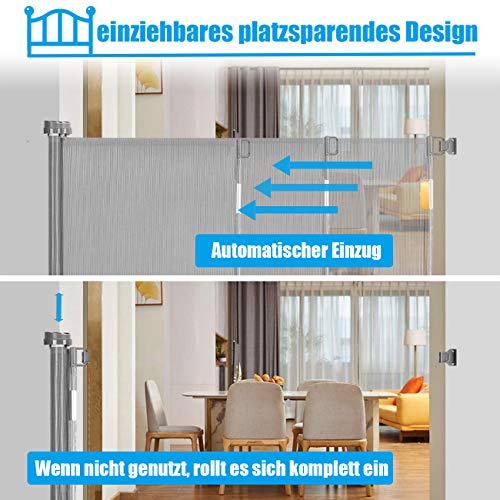 Extendable Baby Gate, Door Safety Gate Roll One-Hand Operation Door Gate