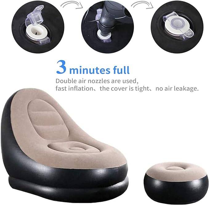 2-IN-1  Air Sofa Couch with Footrest & Free Air pump