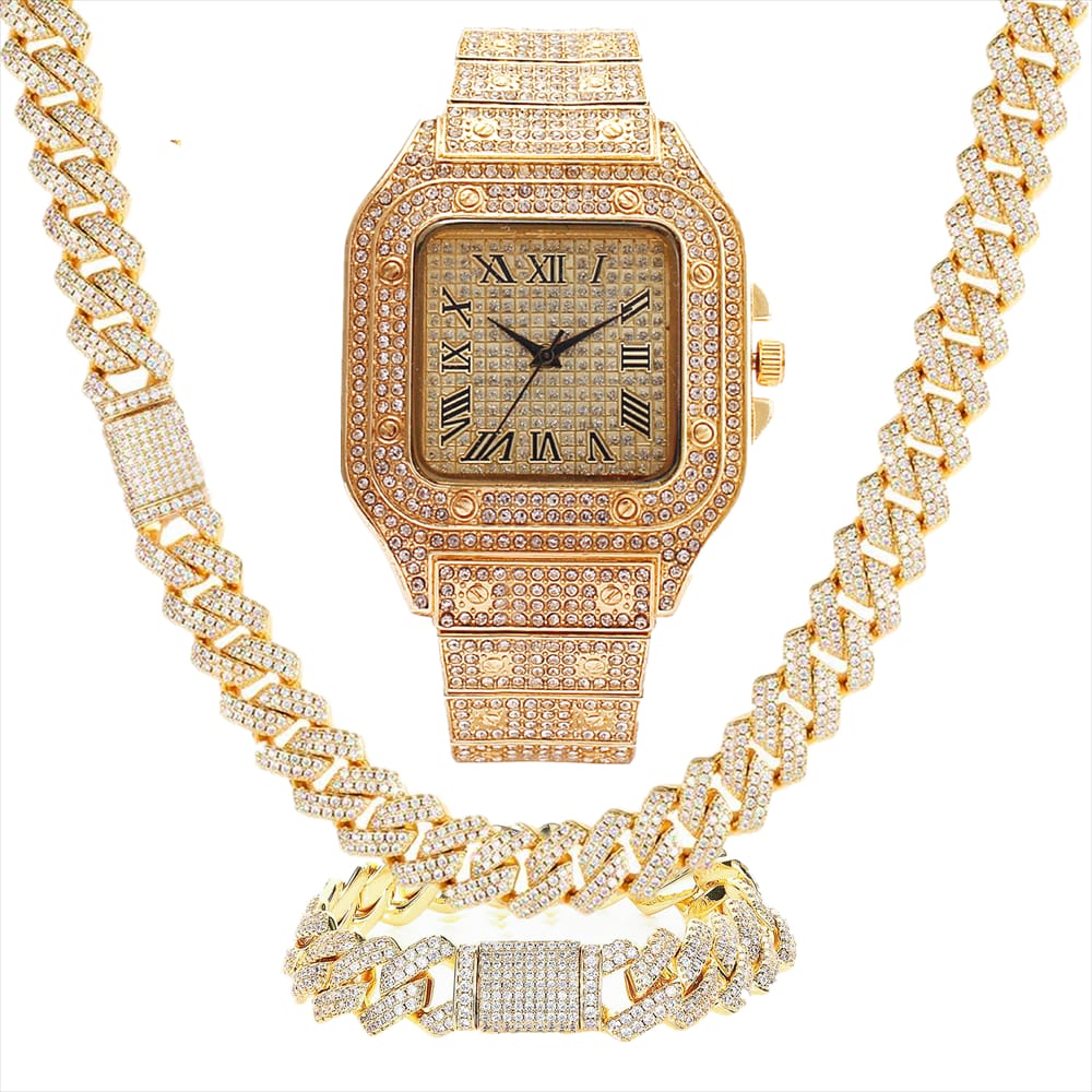 Luxury Quartz Watch Necklace Bracelet Set