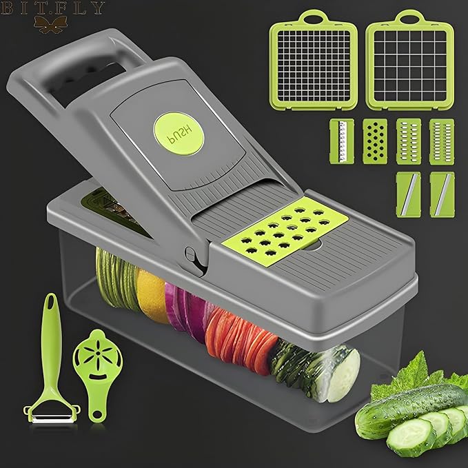 14 in 1 Multifunctional Vegetable Chopper, Mandoline Dicer, Slicer, With Container Box